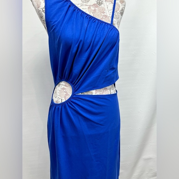 WALTER BAKER Royal blue one shoulder cutout midi dress size L - Picture 5 of 16